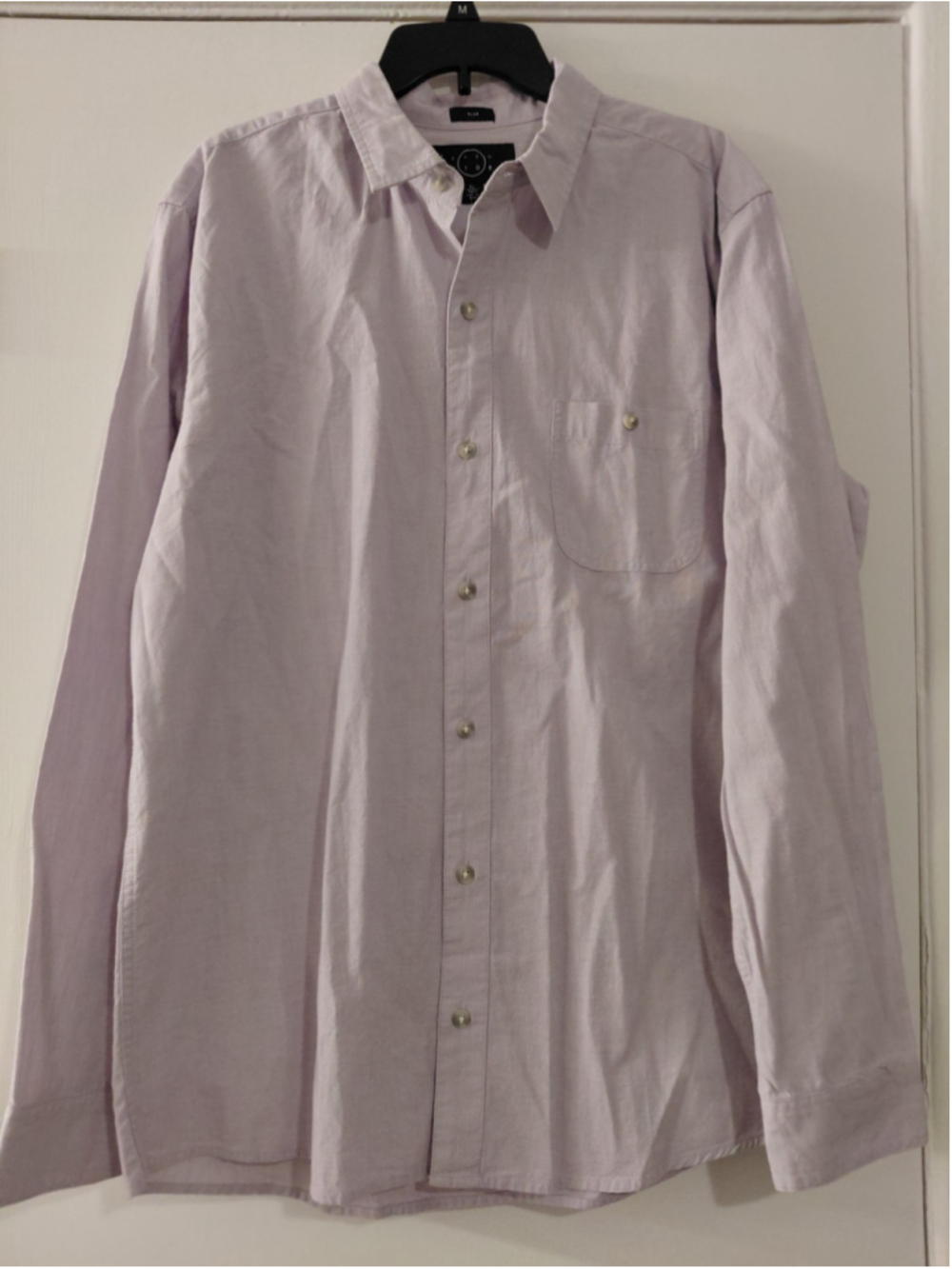 Men's Even Tide Light Purple Button Down Shirt Long Sleeve Slim Fit XLT